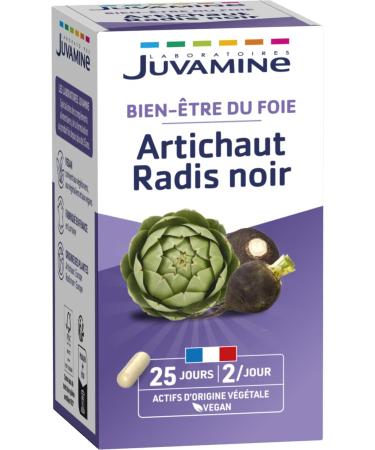 JUVAMINE - Artichoke and Black Radish - Liver Wellness - Contributes to the proper functioning of the Digestive and Hepatic System - 50 Capsules of plant origin - 25 days program