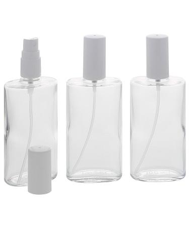 Oval clear glass bottle with atomizer and white cap Empty Kosmetex bottle Glass bottle 100ml 3x white