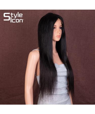 Buy 26 Inch Human Hair Lace Front Wig - Brazilian Virgin Remy Hair 150% Density Free Crown Smooth Black Hair for Women - Buy Online on GoSupps.com