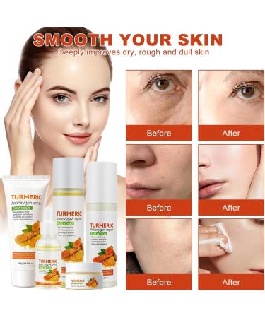 HASAIKA Skincare Set Turmeric Skincare Set Turmeric Facial Care Set Moisturizing and Pore Refining Facial Care Products for All Skin Types 5 Set - Buy Online on GoSupps.com