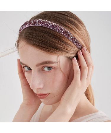Buy Mlysnd Girls' Hair Ripe - 3 Glitter Slipproof Hair Bands with Rhinestones | Stylish Hair Jewelry in White Purple Pink - Buy Online on GoSupps.com