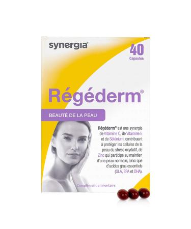 REG DERM 40 Capsules | Regenerates Dry Skin and Protects Skin from Aging Effects | Evening Primrose Oil Rich in Omega 3 Vitamins C and E Selenium and Zinc | LABORATORY SYNERGIA