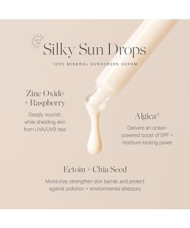KORA Organics Silky Sun Drops SPF 30 - Mineral Sunscreen Serum for Skin Barrier Repair Certified Organic & Cruelty-Free - 1.01 oz - Buy Online on GoSupps.com