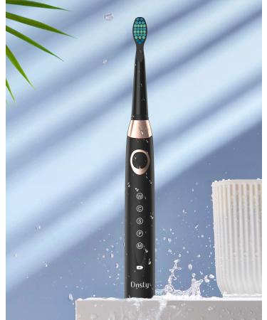 Dnsly Electric Toothbrush for Adults   Ultrasonic Rechargeable Sonic Toothbrushes   5 Modes with Smart Timer   4 Hours Charge for 30 Days Use   4 Black Toothbrush Heads A-black - Buy Online on GoSupps.com