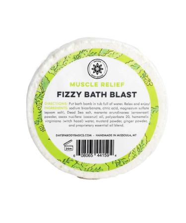 Muscle Relief All-Natural Fizzy Bath Blast - Vegan Bath Bomb Made with Pure Essential Oils to Help You Relax  Hypoallergenic  Plant-Derived  Handmade in USA by DAYSPA Body Basics