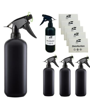 5 pieces spray bottle black 500ml + foil labels PP empty fine mist spray bottle travel atomizer small