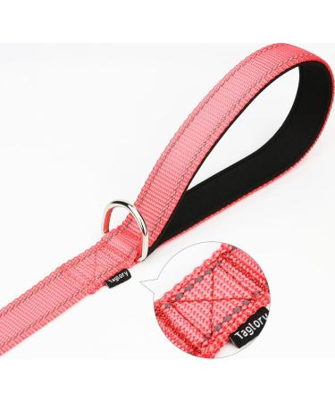 Taglory Reflective Dog Leash for Medium to Large Dogs | Padded Handle Supports 10-75 kg 1.2m x 2.5cm | Pink - Durable & Comfortable - Buy Online on GoSupps.com