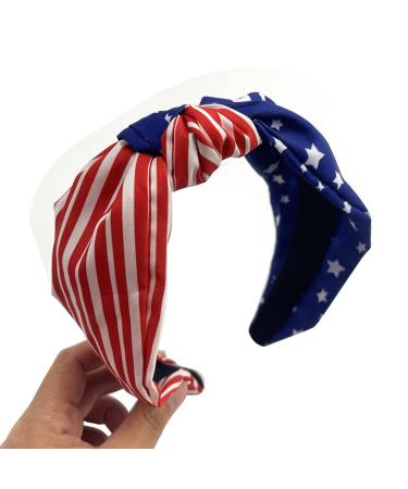 RUIFUU American Flag Knotted Headbands Independence Day USA Patriotic Headband 4th of July Headband Stars Stripes Design Holiday Fashion Style