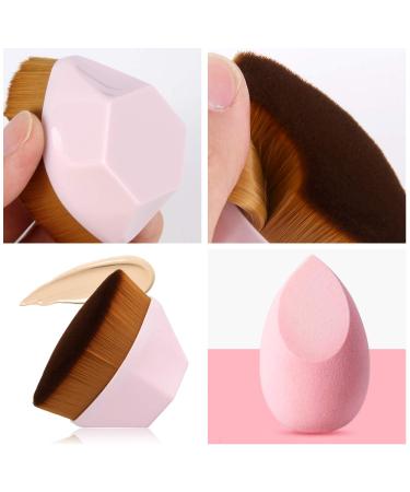 Flat Top Kabuki Foundation Makeup Brush 2 Pack - Multi-functional for Liquid, Cream, and Powder Cosmetics - with Portable Case - Black and Pink - Buy Online on GoSupps.com