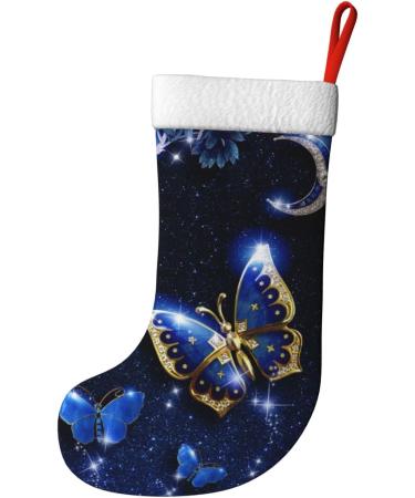 Shop Ffexs Blue Butterfly Velvet Christmas Socks - Perfect Holiday Gifts | One Size - Buy Online on GoSupps.com