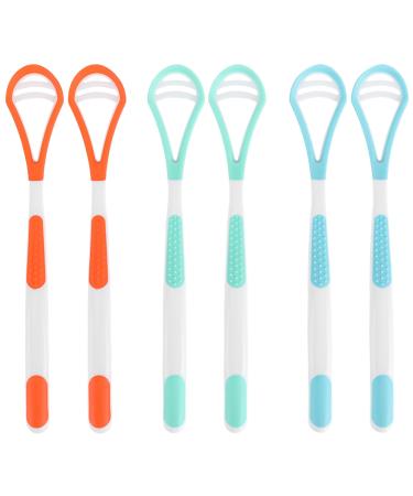 Tongue cleaner 6 pieces of tongue scraper scraper tongue scraper brush for adults and children TungScraper BPA-free protects against bad breath and promotes oral hygiene 6 colors