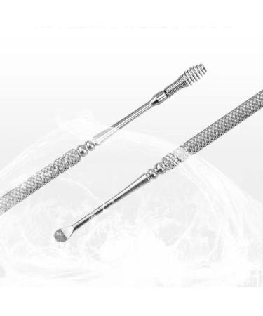 Ear Wax Removal Spring Ear Wax Cleaner Tool Set Professional Ear Cleaner  Stainless Steel 360  Spiral Ear Massage Cleaning Tool with Cleaning Brush and Storage Box Silver