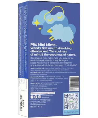 PL'IX - THE PLANT FIX Melatonin Tablet Deep Sleep Oral Dissolving Mini Mints Effervescent Supporting Restful Sleep | Non Habit Forming | Melatonin And Jatamansi Extracts (5Mg) | Pack Of 1 30 Mints - Buy Online on GoSupps.com