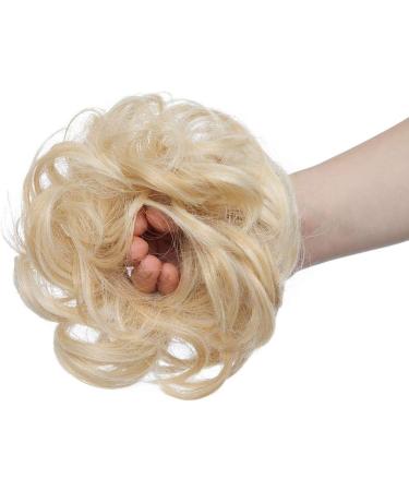 Scrunchy Bun Updo Hairpiece | Wavy Curly Messy Hair Bun Extension | Gold Blonde Mix Bleach Blonde Chignon - Buy Online on GoSupps.com