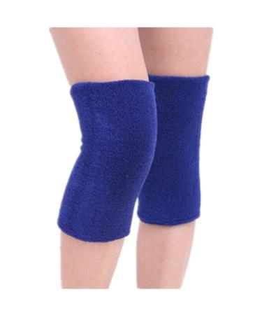 Cotton Non-Slip Soft Absorbent Knee Pad Support Brace Protector Leg Sleeve Kneelet Thickening Extended Warm for Men & Women Outdoor Sports Running Dancing Gym Yoga Fitness 1 Pair (Blue)