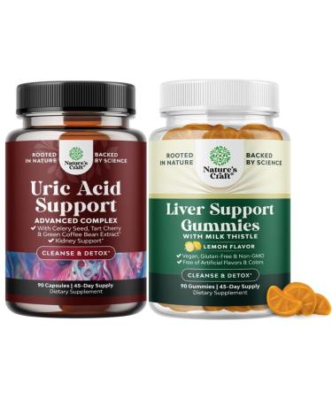 Bundle of Green Coffee Bean Extract for Uric Acid Cleanse & Detox with Turmeric Tart Cherry & Celery Seed and Liver Detox Gummies Milk Thistle with Artichoke Extract Turmeric Curcumin & L-Carnitine