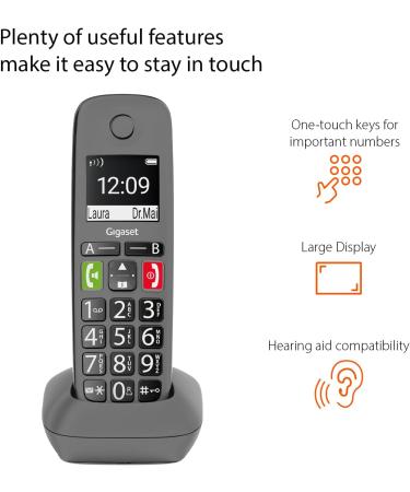 Gigaset Easy HX Additional Handset - Titanium Grey | Compatible with Gigaset Easy Big Button Elderly Phone - Buy Online on GoSupps.com