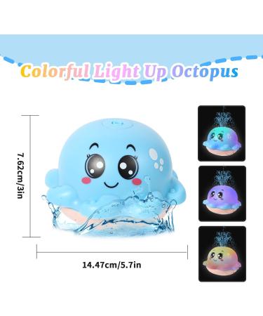 Delycazy LED Octopus Bath Toy for 1-3 Year Olds - Automatic Spray Water & Light Up, Perfect for Toddlers & Kids, Blue - Buy Online on GoSupps.com