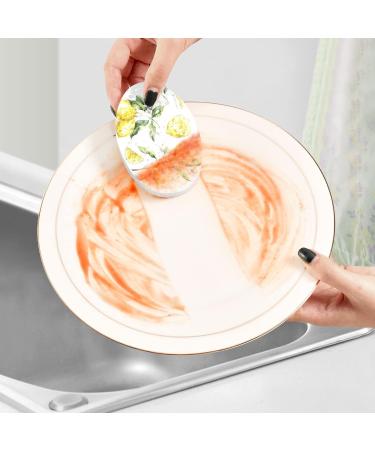 3-Pack Cleaning Kitchen Sponges Oval Watercolor Lemons Kitchen Cellulose Dishwashing Wood Pulp Cotton - Buy Online on GoSupps.com