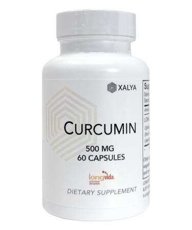 Xalya Longvida Curcumin 500 mg 60 Capsules - High Absorption 285x More Bioavailable Curcumin Supplement Non-GMO Vegan & Gluten Free 60 Servings