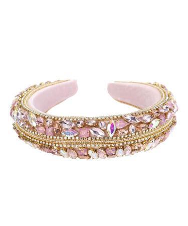 HAIMEIKANG Pink Velvet Rhinestone Baroque Crystal Headband for Women and Girls - Buy Online on GoSupps.com