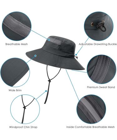 3 Pack Mens Boonie Sun Hat UV Protection for Fishing, Hiking, and Gardening - Dark Grey, Light Grey, Army Green - Buy Online on GoSupps.com