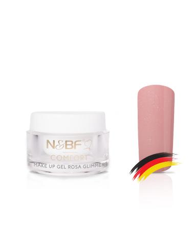 N & BF 5ML Comfort Line Make Up Gel Rosa Glimmer LED+UV |High quality professional cover gel medium viscos |Glitter camouflage gel for the modeling of Gelnageln |Glitzer Nagelgel Made in Germany