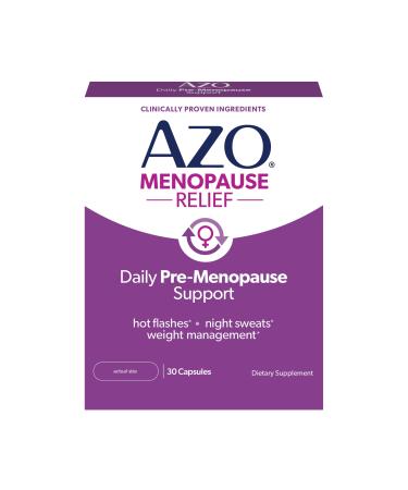 AZO Daily Pre-Menopause Relief Perimenopause Supplements for Women Hot Flash Night Sweat and Healthy Weight Management Support* - 30 Count