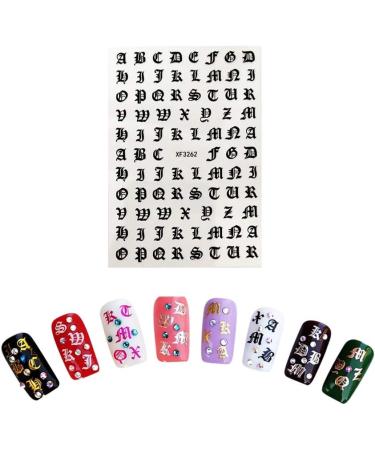 10 Sheets Letter Nail Stickers Alphabet Nail Art Stickers Letter Nail Art Stickers Old English Alphabet Nail Decals for Home DIY Nail Decoration 5 Colors - Buy Online on GoSupps.com