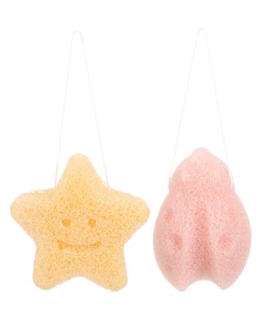 Cabilock Loofah Sponge 2pcs Cute Facial Sponges Exfoliating Sponges Face Scrubbers Makeup Removing Sponge Face Scrubber
