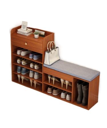 Footstools/Ottomans Shoe Cabinet Home Porch Large-Capacity Storage Rack with Soft Seat Shoe Cabinet Multi-Functional Locker Shoe Rack Living Room Corridor Bench Shoe Stool (Color : 1 Size : 5 Brass 5 Layers