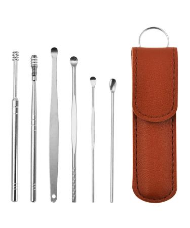 JdXun 6 Party ear cleaner stainless steel ear wake remover portable ear cleaning set ear cleaning tools with PU bag for cleaning the ear wax - Buy Online on GoSupps.com