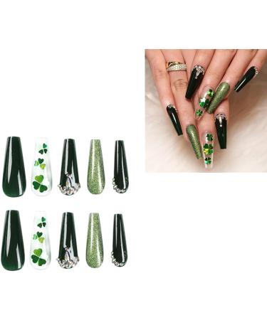 24pcs/Box Patrick's Day Love Heart Pattern with French False Tip False for Girls Long French Tip False with Designs - Buy Online on GoSupps.com