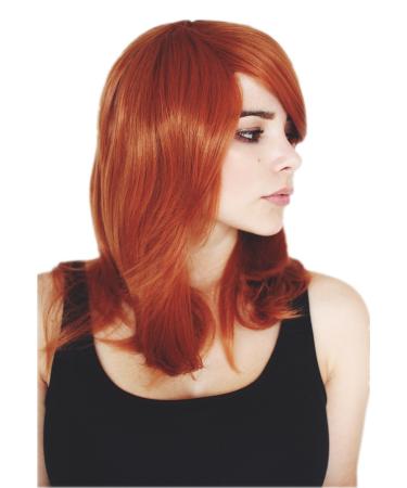 Prettyland Copper Red Orange Medium Length Straight Wig Layered Slightly Wavy Nami Cosplay Wig C501