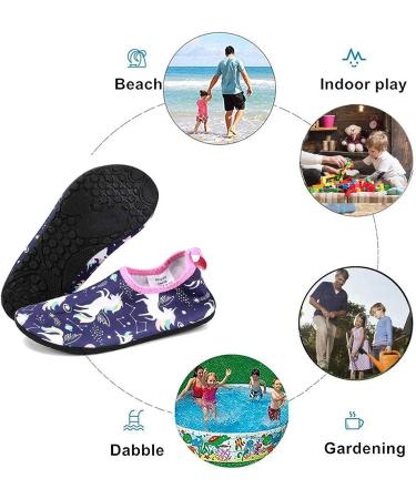 HIITAVE Kids Water Shoes - Non-Slip Aqua Pool Socks for Boys & Girls - Toddler 12-13 Little Kid - Purple/Unicorn - Buy Online on GoSupps.com