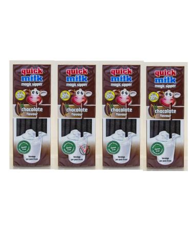 04 x Quick Milk Magic Sipper Choc Straws - Chocolate Flavour
