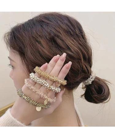 KuuGuu Crystal Pearl Hair Ties - 5 PCS Elastic Hair Bands for Women and Girls - Buy Online on GoSupps.com