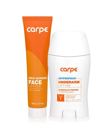 Carpe Antiperspirant Underarm & Face Package Deal (1Underarm Clinical Strength, & 1Face Sweat Absorbing), Stop Excessive Sweat, Dermatologist Recommended