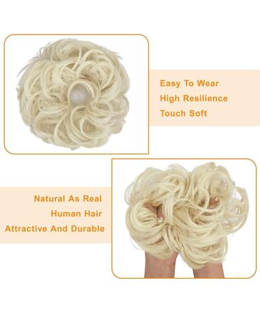 Platinum Blonde Messy Bun Hair Scrunchies - 2 PCS Curly Updo Extensions for Women & Girls - Buy Online on GoSupps.com