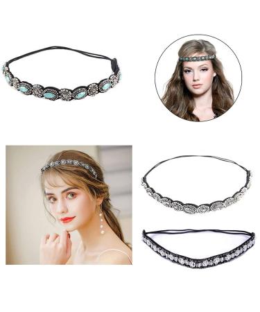 Strass Hair Bands - 3 Pieces Crystal Rhinestone Head Chains | Vintage Elastic Hair Accessories for Women & Girls - Buy Online on GoSupps.com