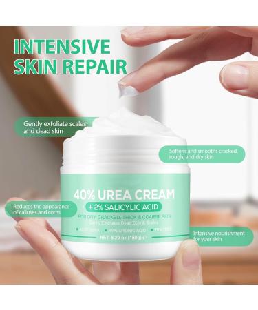 Resin Cream 40 for Feet Maximum Strength 40 Resin Cream with 2 Salicylic Acid and Hyaluronic Acid Deeply Moisturizing for Dry Cracked Heels and Knees 150g - Buy Online on GoSupps.com