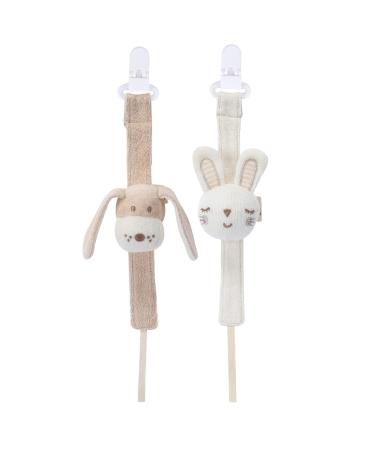2-pack pacifier chain organic cotton cotton beef pacifier strap for all pacifiers and toys with hole pacifier chains girls and young (0-36 months) rabbit & dog dog rabbit