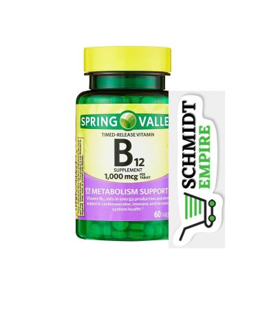 SCHMIDT EMPIRE Vitamin B-12 1000 mcg Timed Release by Spring Valley 60 Tablets Sticker