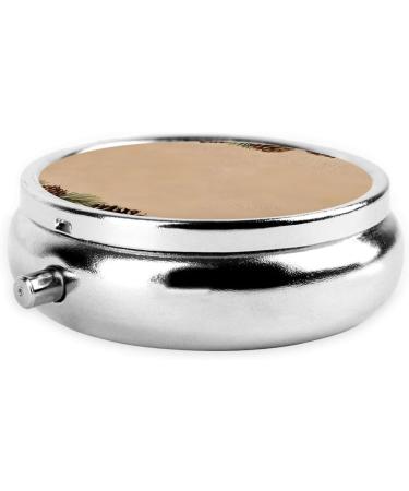 Buy Pine Cone Border Round Pill Box - 3 Compartment Portable Travel Medicine Organizer - Buy Online on GoSupps.com