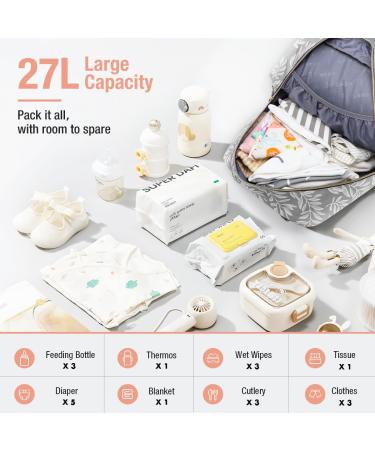 Tonyee Wrap Backpack - Stylish Diaper Bag & Travel Essentials for Parents - Gray-White Removable Crossbody & Bottle Support - Buy Online on GoSupps.com