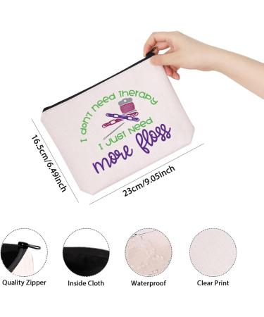 Cross Stitch Lovers Gift - I Don't Need Therapy I Just Need More Floss Zippered Pouch Makeup Bag in Beige - Perfect for Crafters & Sewists - Buy Online on GoSupps.com