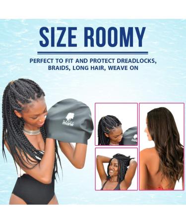 Happy Mane Silicone Swim Cap for Braids & Dreadlocks - Waterproof Cap for Long Curly Hair - Ideal for Women Teens & Kids - Rose Color - Buy Online on GoSupps.com
