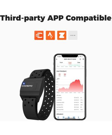 COOSPO HW706 Armband Heart Rate Monitor | Bluetooth ANT+ HR Optical Sensor | Rechargeable Dual Band IP67 HRM | Compatible with Peloton, Wahoo, Polar, Strava, Zwift, DDP Yoga - Buy Online on GoSupps.com