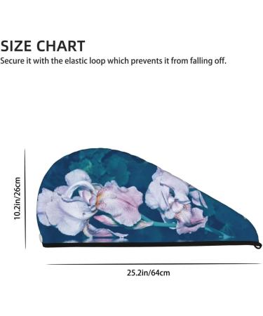 Bright Colorful Iris Flowers Microfiber Hair Towel - Soft Super Absorbent Quick Dry Hair Wrap for Long Curly & Thick Hair - Buy Online on GoSupps.com