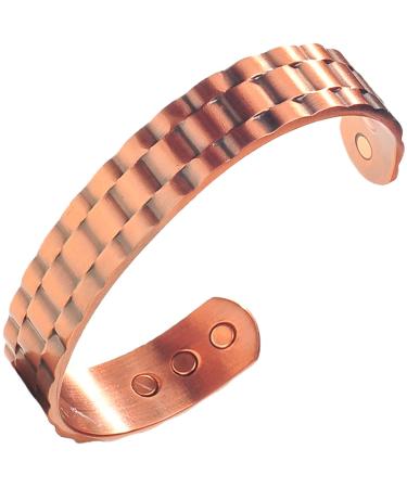 Men's Pure Copper Magnetic Healing Bracelet for Injury Recovery, Arthritis, and Joint Pain Relief - Adjustable Heavyweight Cuff Style - Earth Therapy